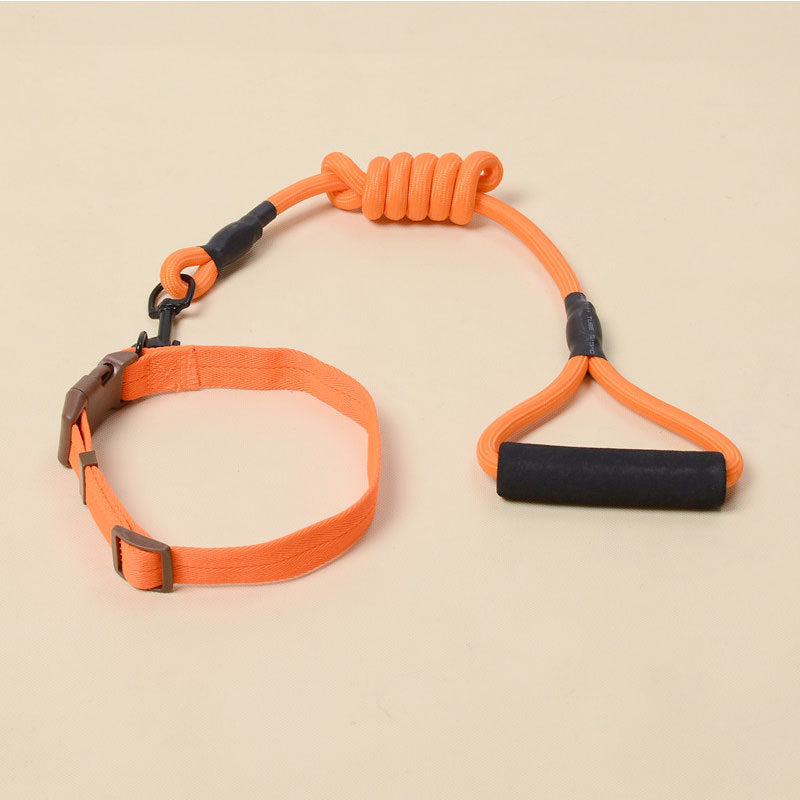 Solid Color Pet Adjustable Chest Strap Harness Leash With Collar Set