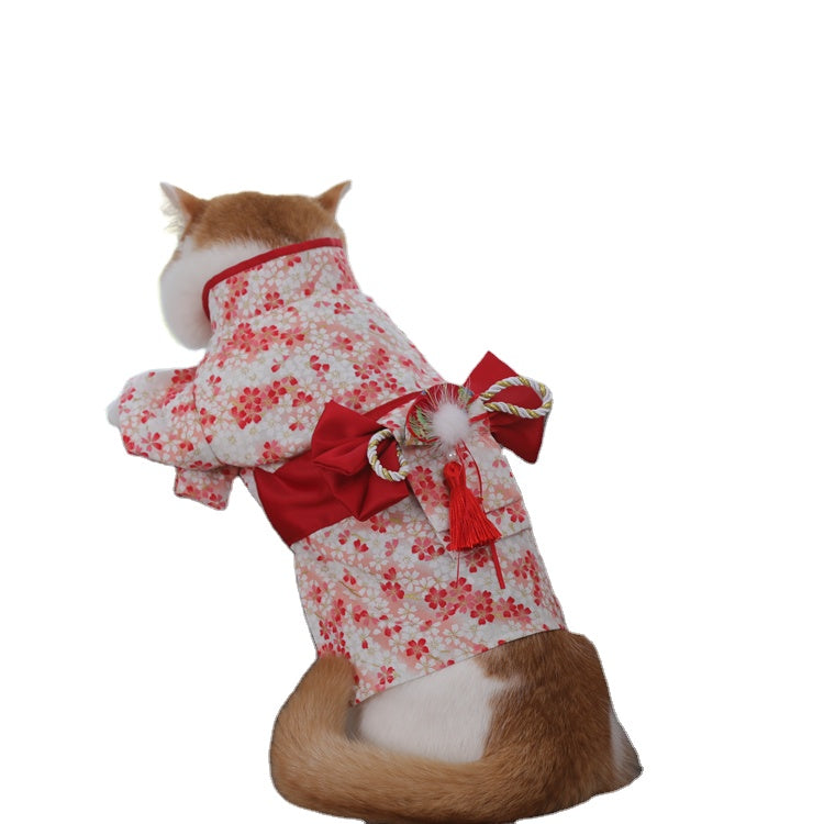 Sakura cat kitty Japan kimono spring summer thin style clothes fashion dresses