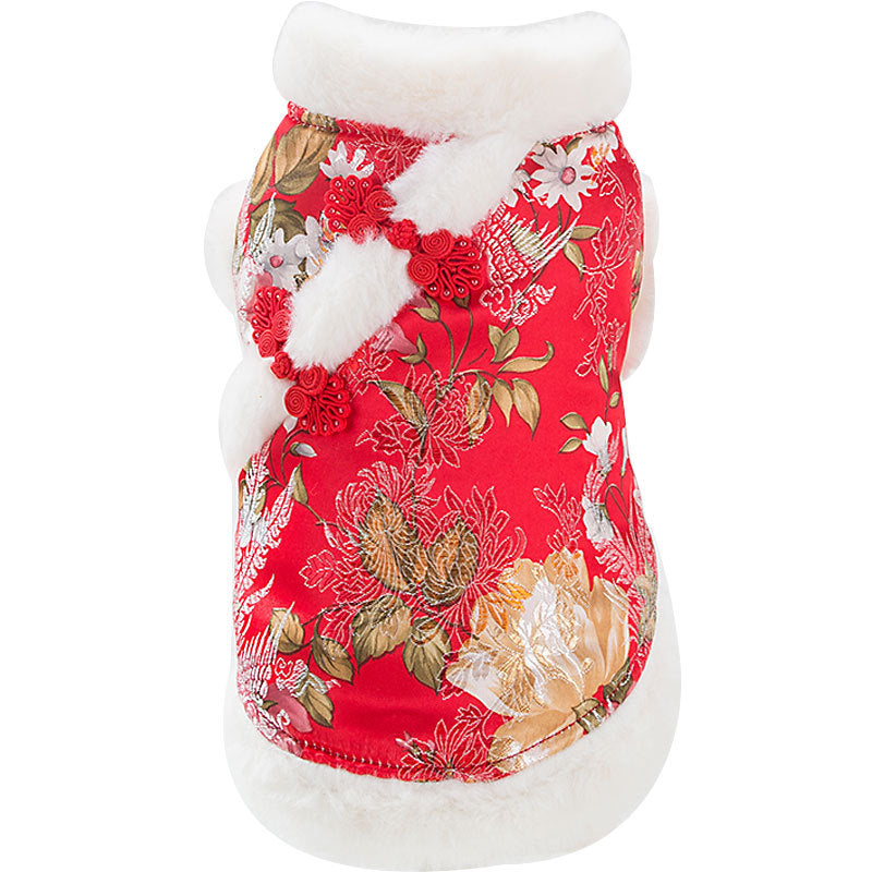 New Year Festive Cat Tang Suit Pet Winter Clothes