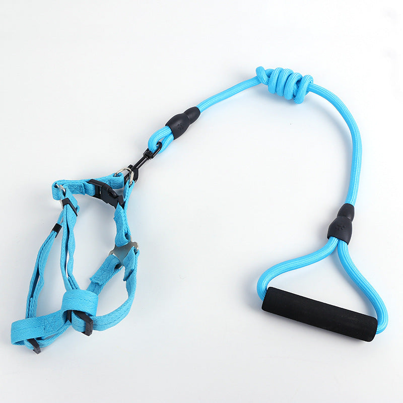 Solid Color Pet Adjustable Chest Strap Harness Leash With Collar Set