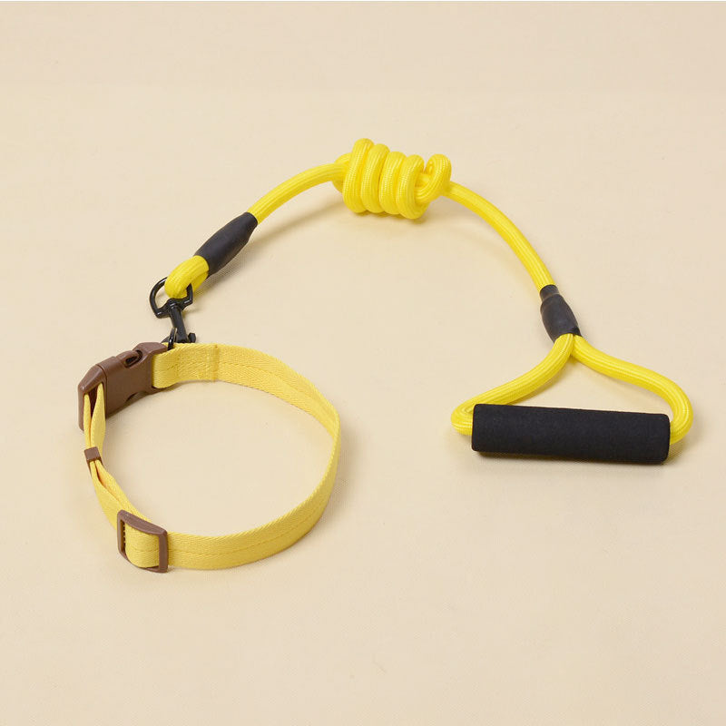 Solid Color Pet Adjustable Chest Strap Harness Leash With Collar Set