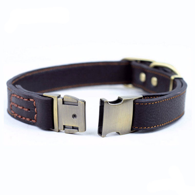 Leather Pet Dog Heavy Duty Solid Color Collars