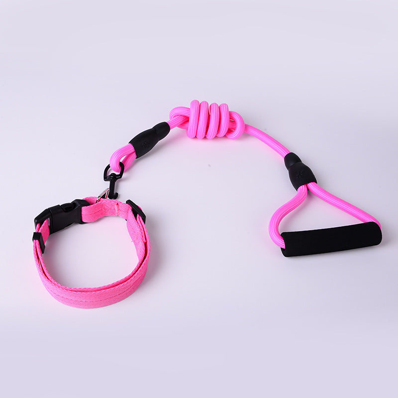 Solid Color Pet Adjustable Chest Strap Harness Leash With Collar Set
