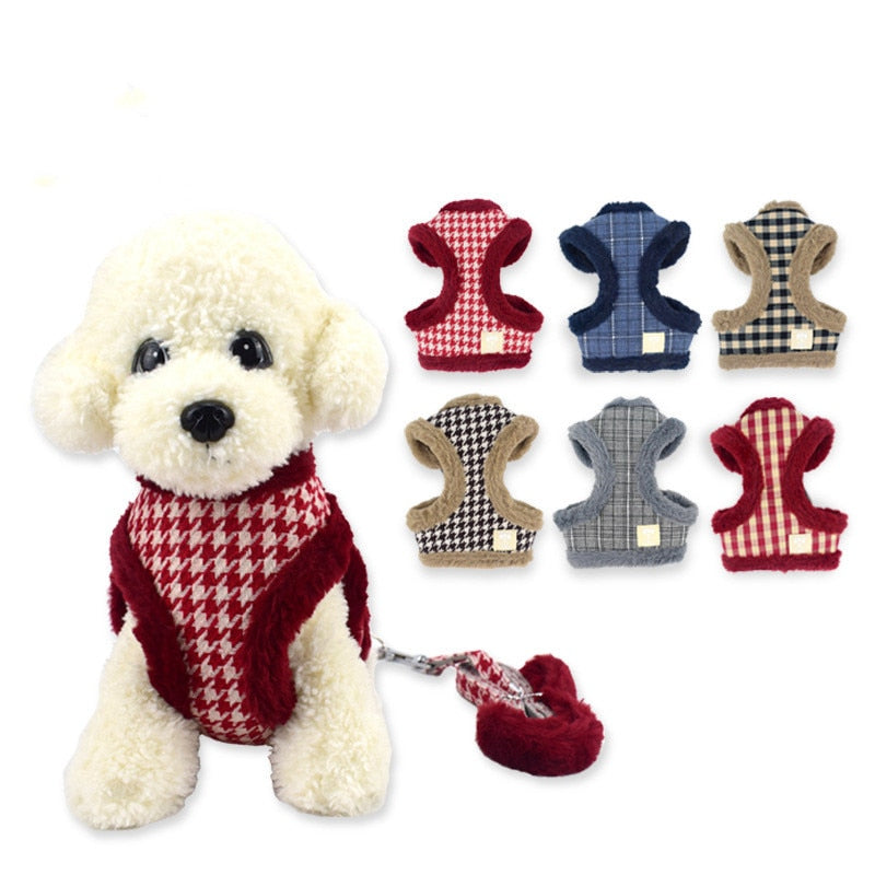 Warm Pet Dog Harness Chest Strap Adjustable Vest Leash