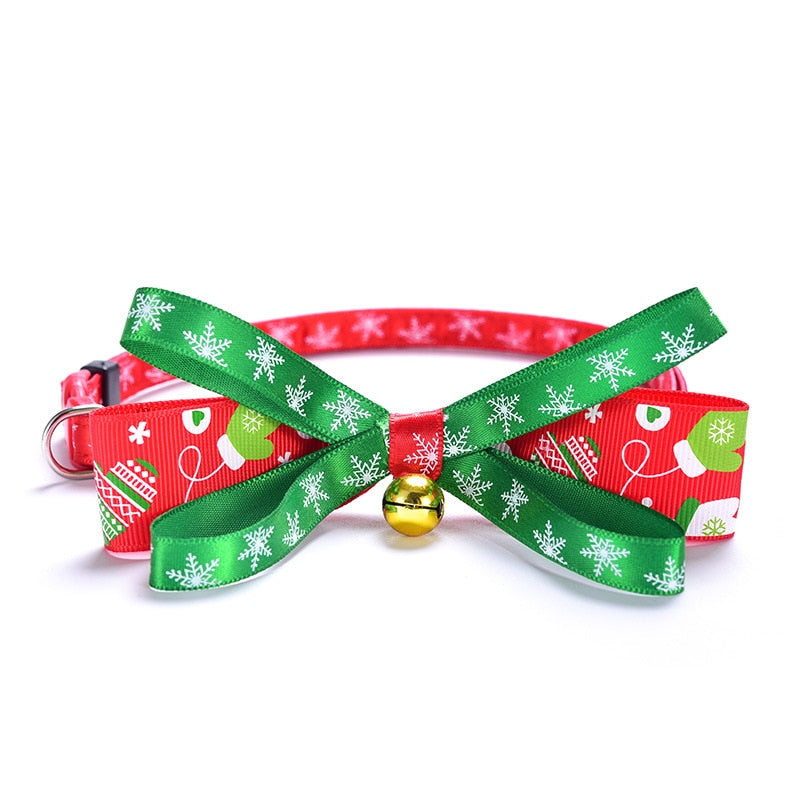 Pet Cat Collar Bell Christmas Bow-Knot Adjustable Kitten Puppy Bow Tie