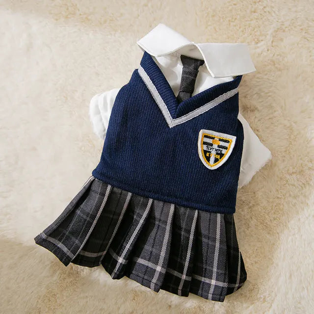 Autumn Cat College Dress Pet Clothes
