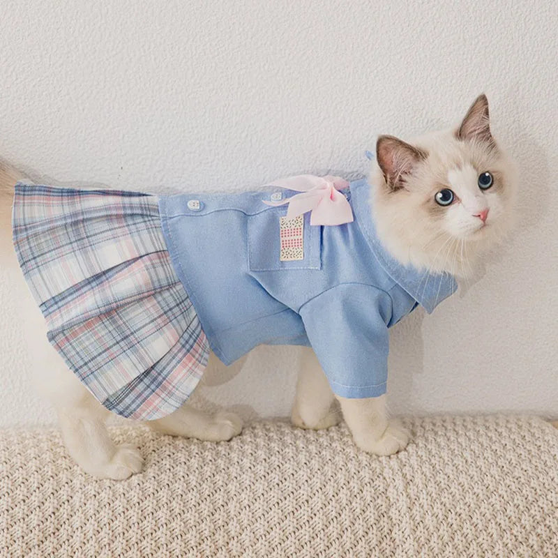 Autumn Cat College Dress Pet Clothes