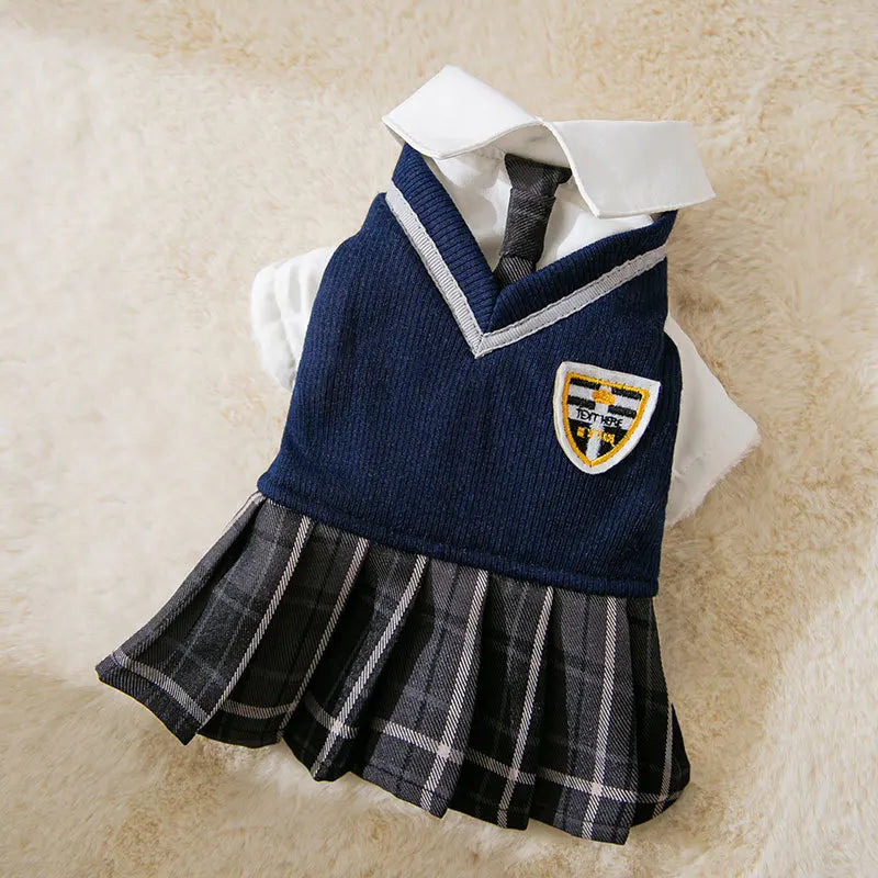 Autumn Cat College Dress Pet Clothes