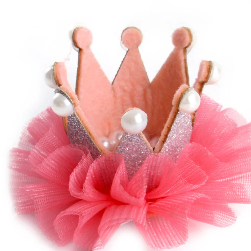 Cat Birthday Dress Up Set Pearl Crown Hat and Triangle Scarf