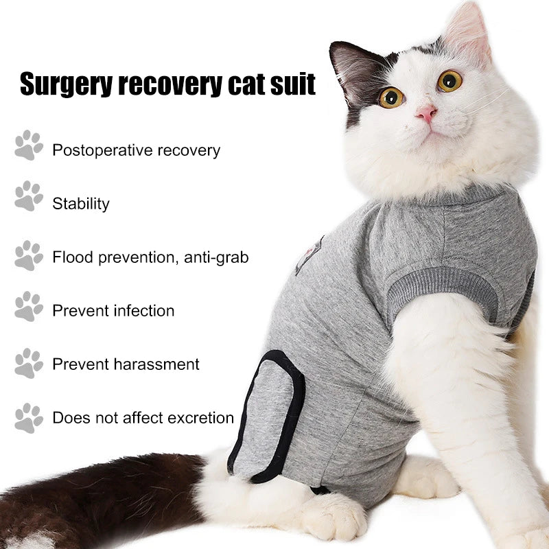 Cat Recovery Outfit Clothes Vest Jumper E-Collar