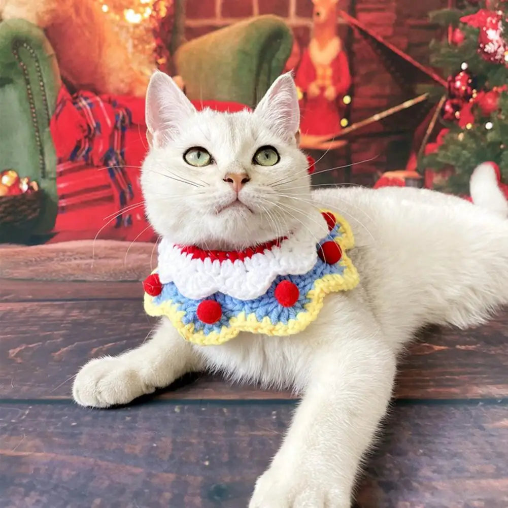Pet Collar Towel Exquisite Neckerchief Soft Christmas Cats Petal Bibs
