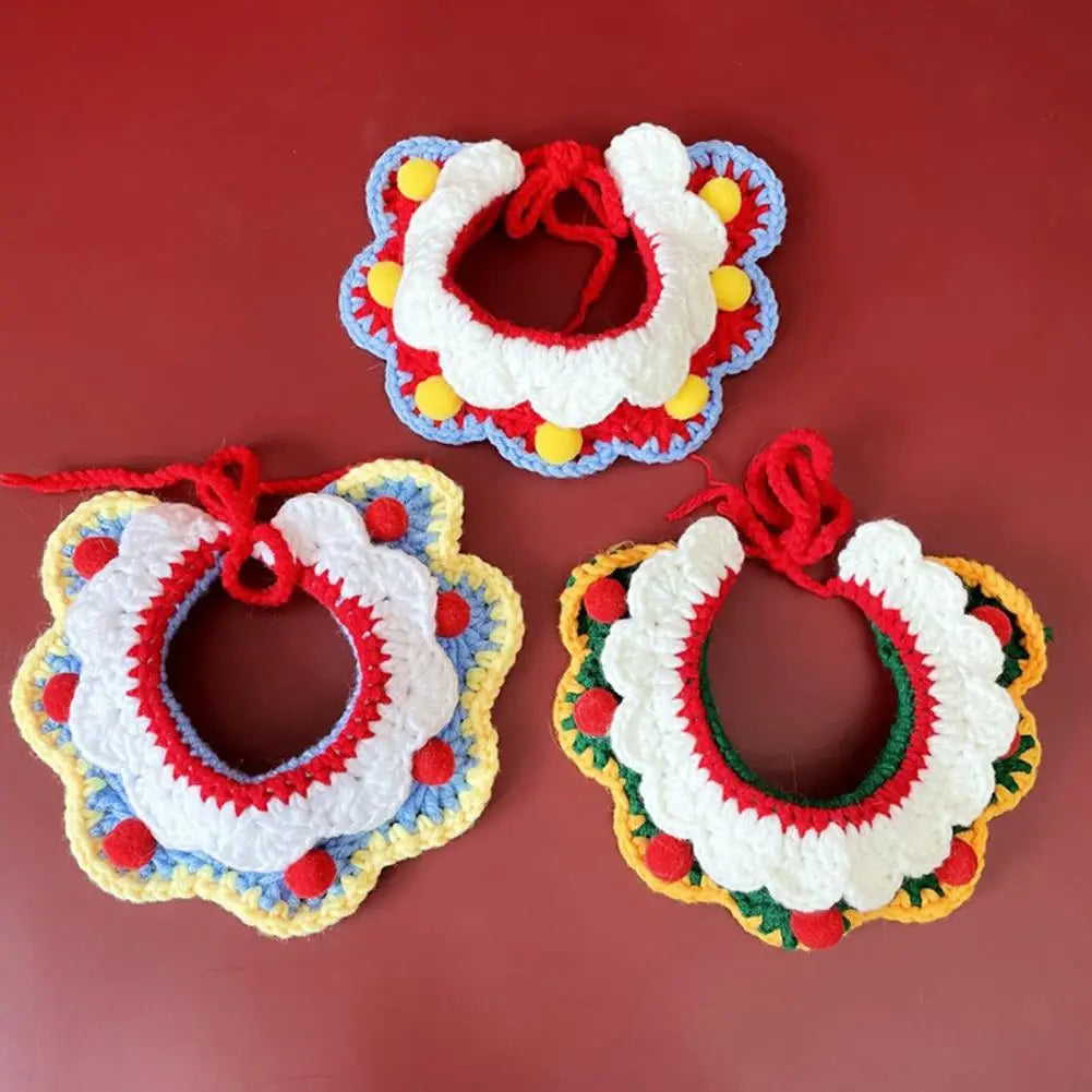 Pet Collar Towel Exquisite Neckerchief Soft Christmas Cats Petal Bibs