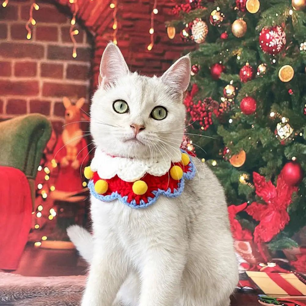 Pet Collar Towel Exquisite Neckerchief Soft Christmas Cats Petal Bibs