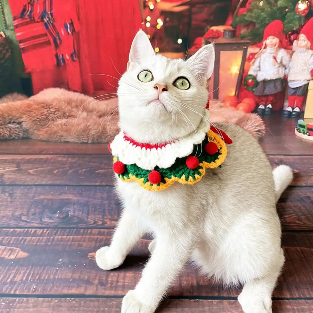 Pet Collar Towel Exquisite Neckerchief Soft Christmas Cats Petal Bibs