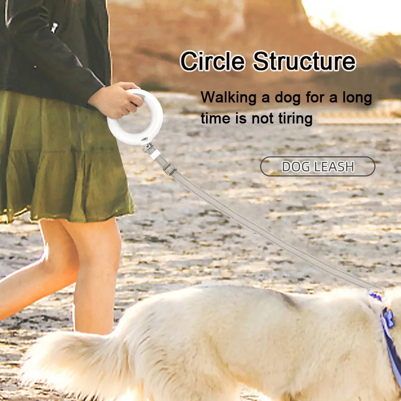 Durable Round Dog Traction Rope Night Lighting Pet Leash With Biodegradable Poop Bags