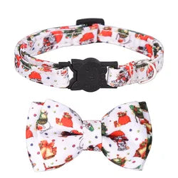 Bowknot Christmas Floral Cat Collar Bell Pet Dog Xmas