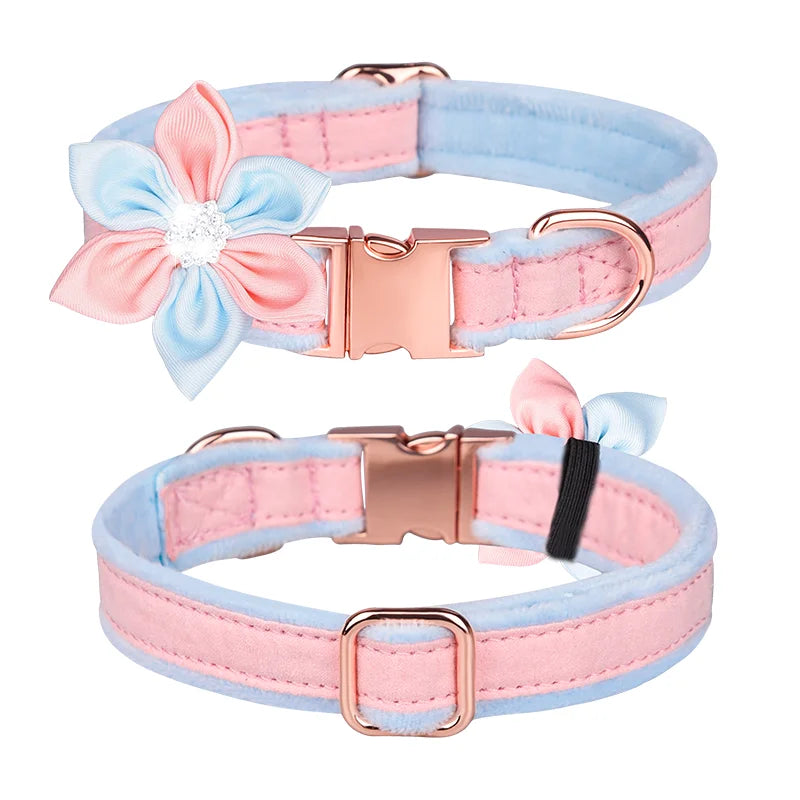Dogs Cats Nylon Adjustable Metal Buckle Dog Collar Set