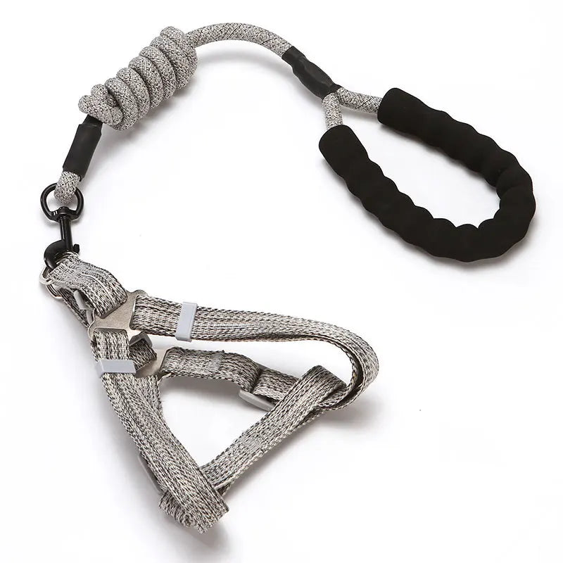 Nylon Dog Pet Chest Harness Leash Set With Foam Handle