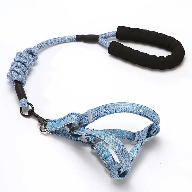 Nylon Dog Pet Chest Harness Leash Set With Foam Handle