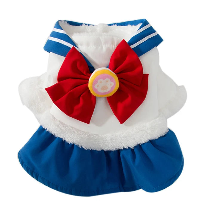 Cat Student Dress Thicken Warm Pet Skirt Clothes
