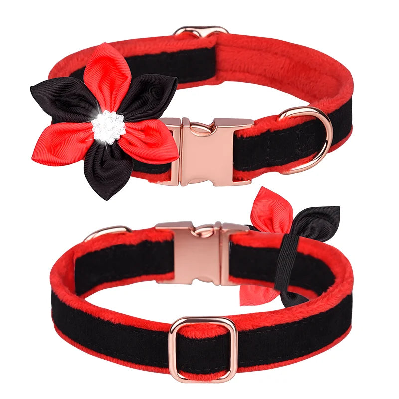 Dogs Cats Nylon Adjustable Metal Buckle Dog Collar Set