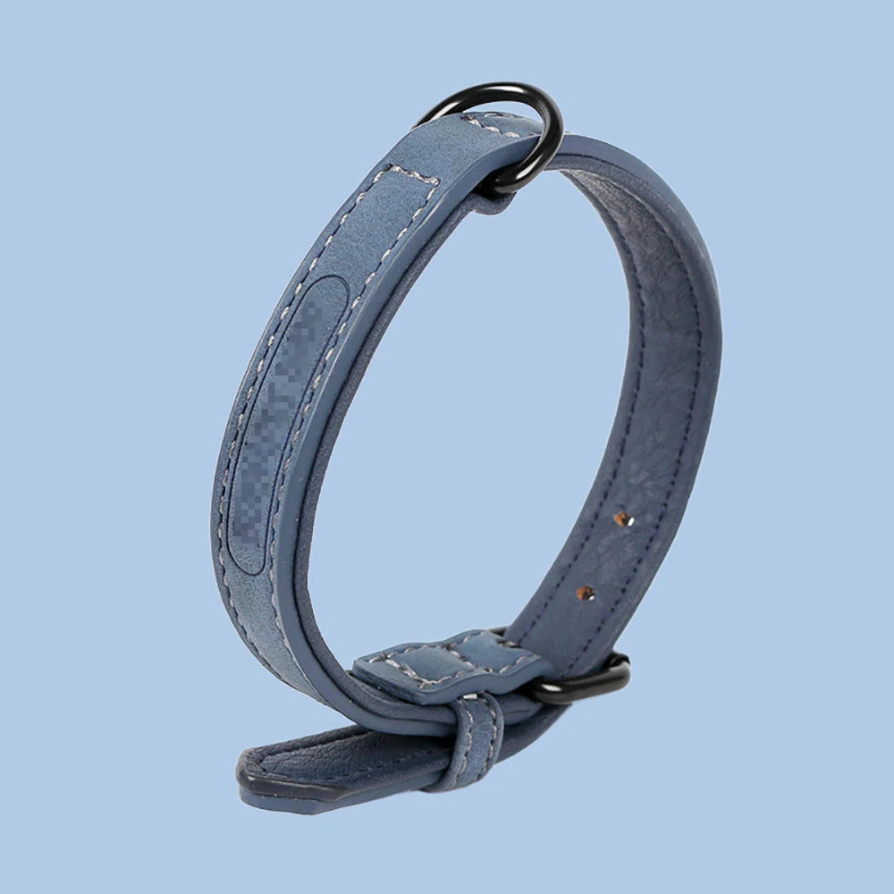 Colorful Comfortable PU Pet Collar Durable Leather With Metal Buckle
