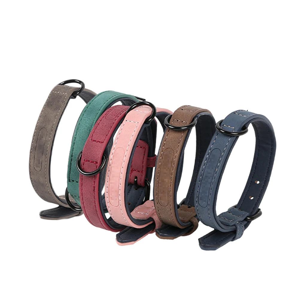 Colorful Comfortable PU Pet Collar Durable Leather With Metal Buckle