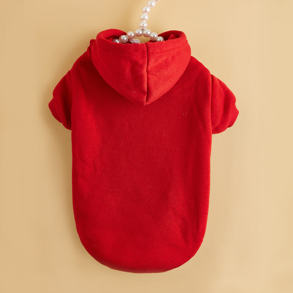 Pet Cat Solid Hooded Sweatshirt Winter Warm Hoodies Outfit