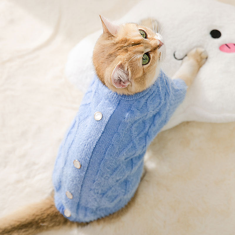 Cat Solid Knitted Sweater Jumper Pet Winter Warm Clothes