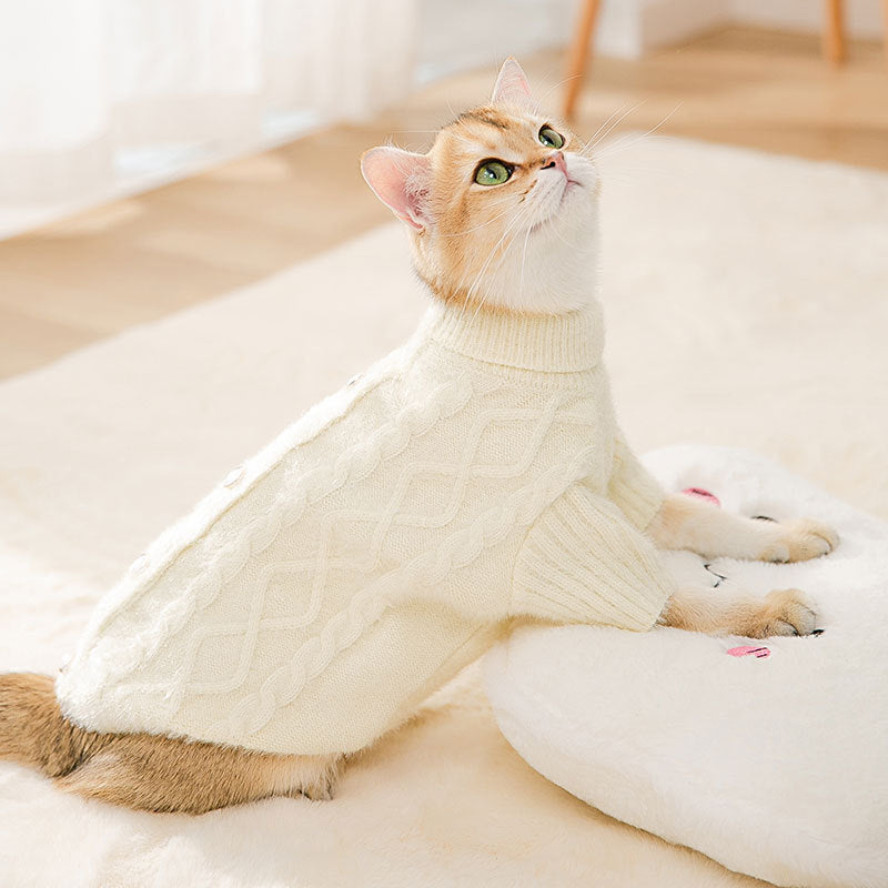 Cat Solid Knitted Sweater Jumper Pet Winter Warm Clothes