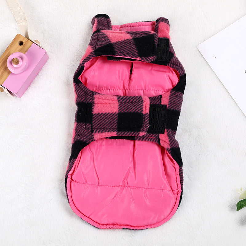 Pet Cat Winter Plaid Check Outfit Jumper Coat Vest