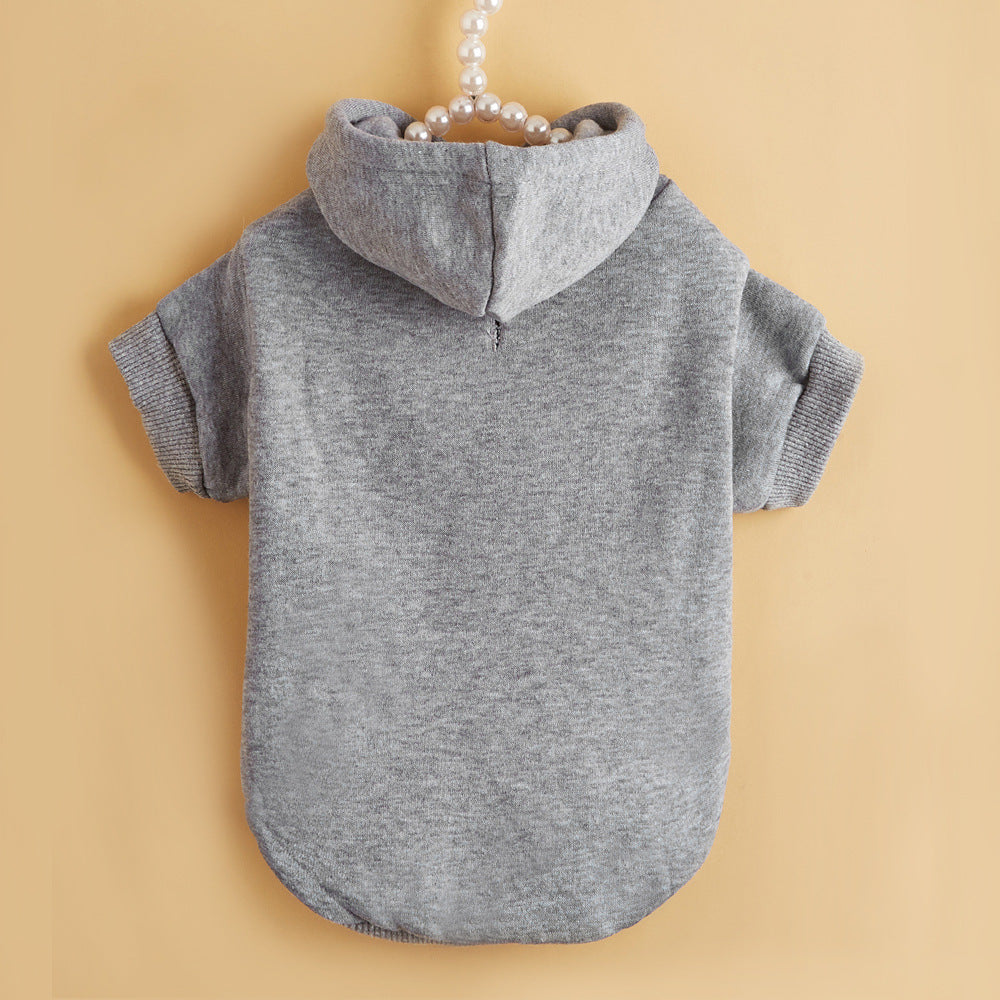 Pet Cat Solid Hooded Sweatshirt Winter Warm Hoodies Outfit