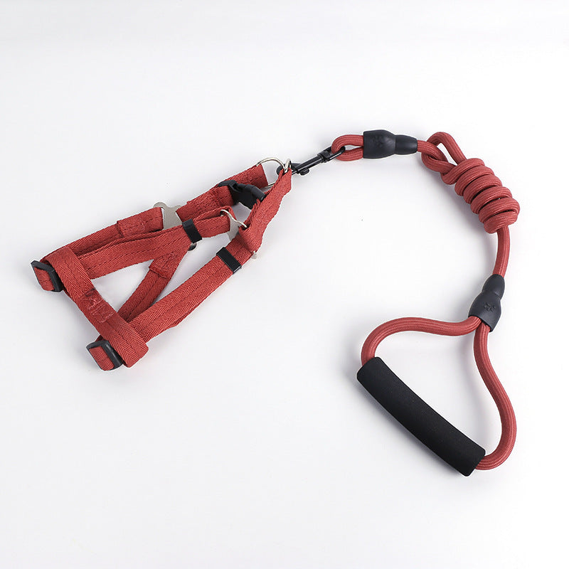 Solid Color Pet Adjustable Chest Strap Harness Leash With Collar Set