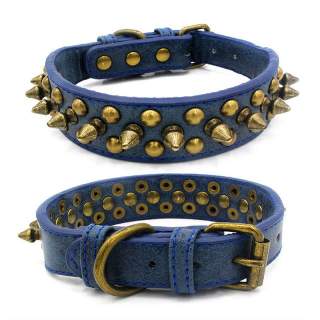 Adjustable Leather Spiked Studded Pet Dog Collars