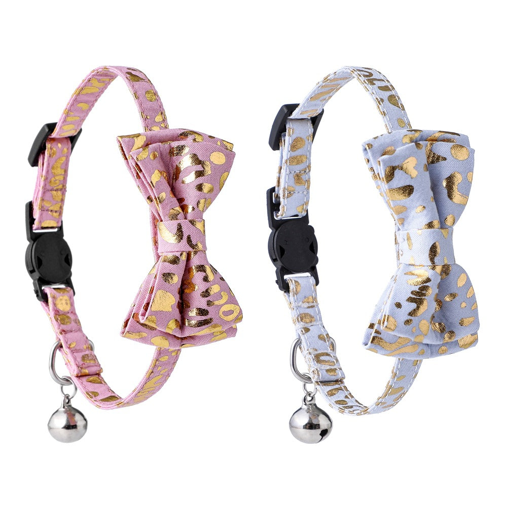 Bronzing Leopard Print Bow Knot Cat Collars