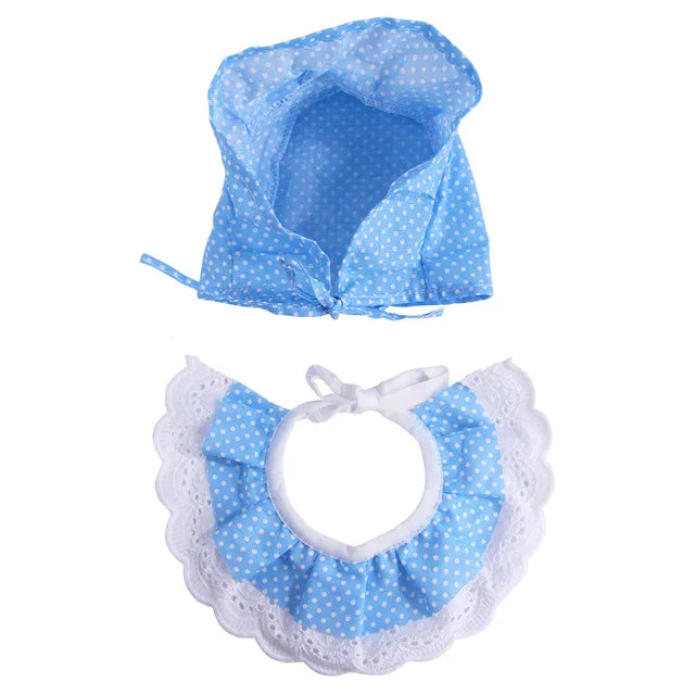Pet Cat Lace Scarf Hat Set Cute Polka Dot Saliva Towel Pet Lace Hat