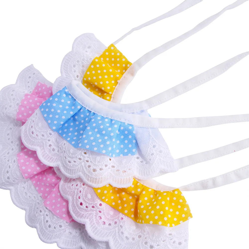 Pet Cat Lace Scarf Hat Set Cute Polka Dot Saliva Towel Pet Lace Hat