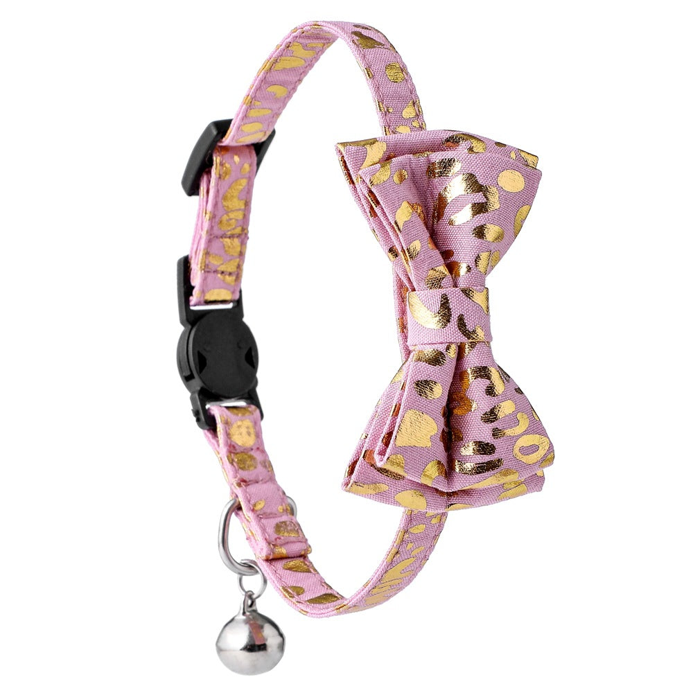 Bronzing Leopard Print Bow Knot Cat Collars