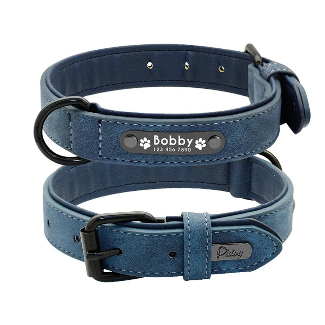 Customized Dogs Collars Personalized Padded Leather Collar With Walking Leash
