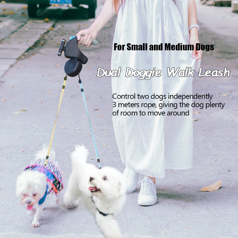 Dog Double Leashes Retractable Pet Leash Rope 3M