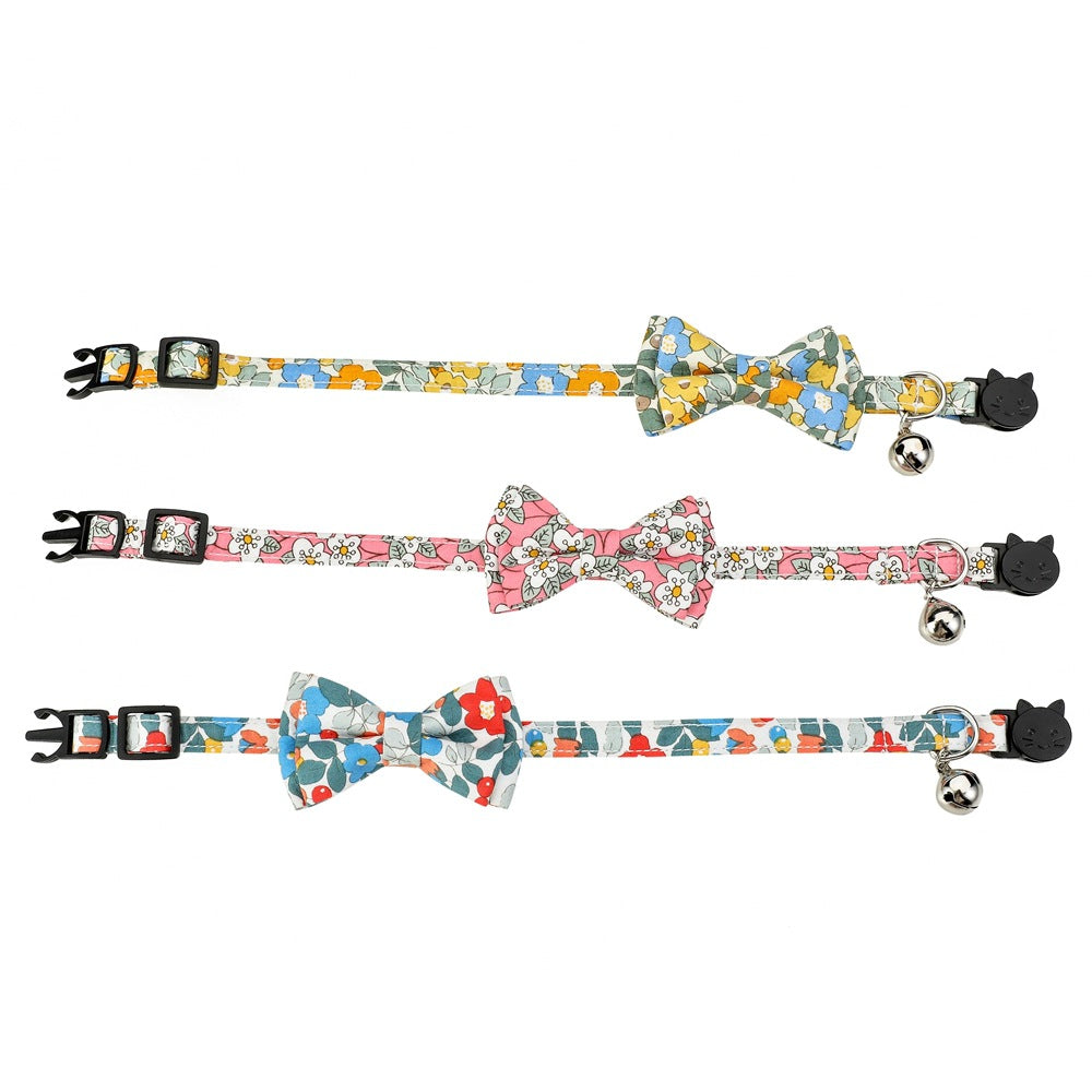 Floral Pet Bow Knot Cat Bow Tie Collars With Bell