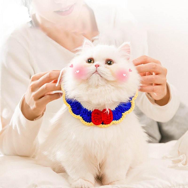 Cat Collar Crochet Woolen Thread Bandage Cape Bib