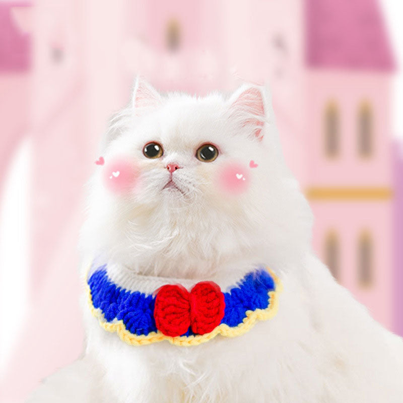 Cat Collar Crochet Woolen Thread Bandage Cape Bib