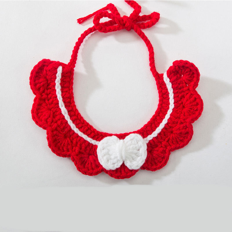 Cat Collar Crochet Woolen Thread Bandage Cape Bib