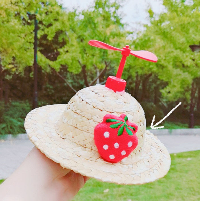 Bamboo Dragonfly Cartoon Cute Cat Straw Hats Cap