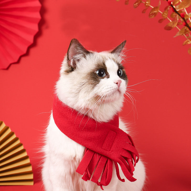 Pet New Year Red Cat Scarf Collar
