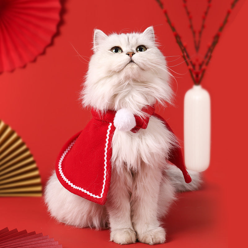 New Year Cat Red Cloak Shawl