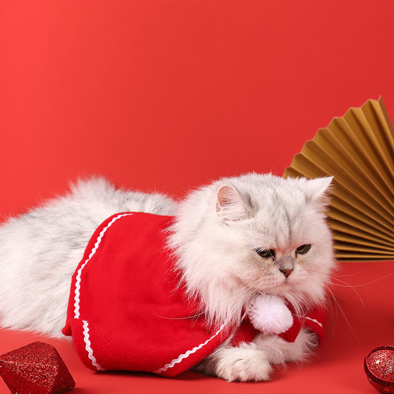 New Year Cat Red Cloak Shawl
