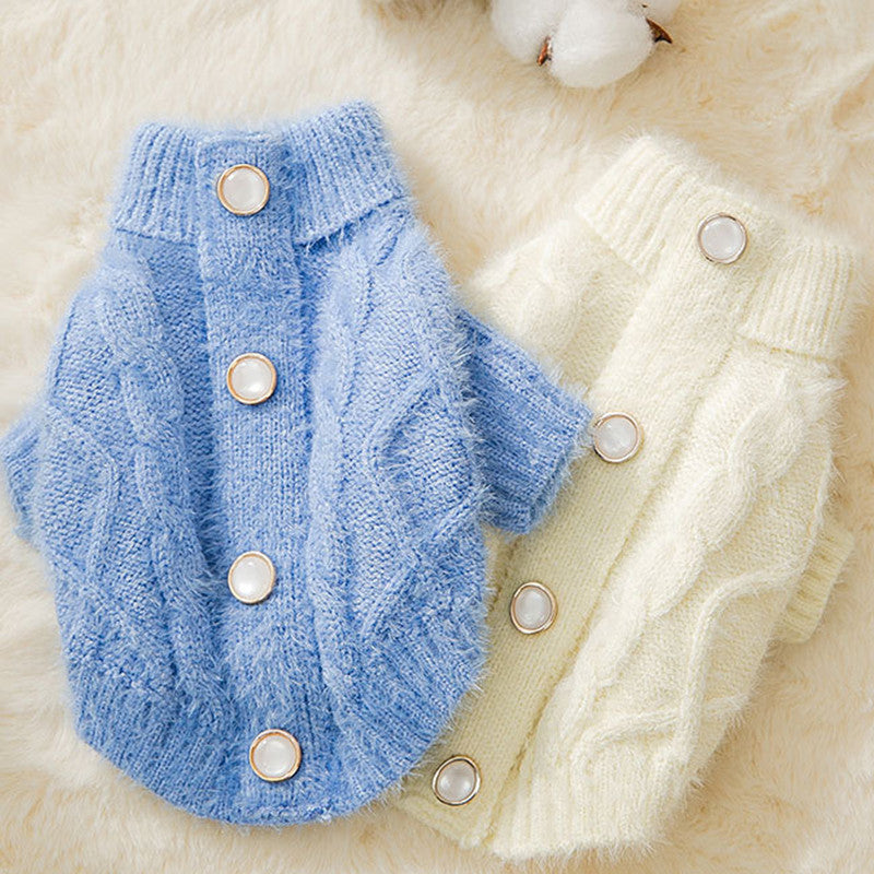 Cat Solid Knitted Sweater Jumper Pet Winter Warm Clothes