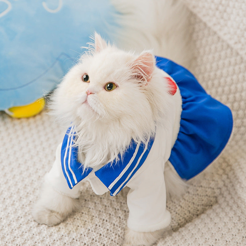 Cat Student Dress Thicken Warm Pet Skirt Clothes